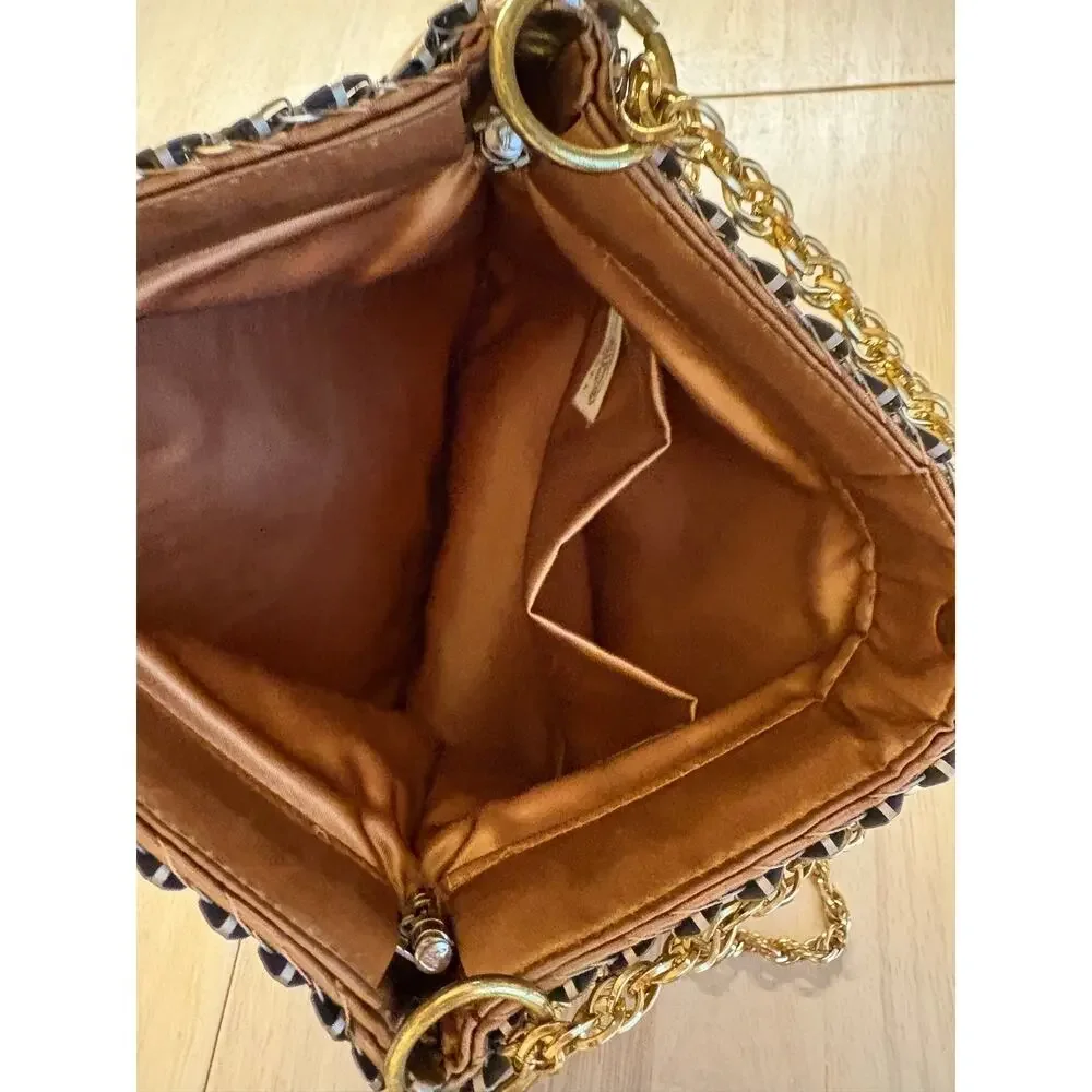 Vintage Whiting Davis Gold Metal Mesh Handbag Chain link Shoulder Bag Glam